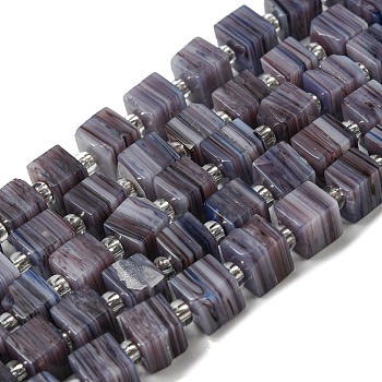 Handwork Lampwork Beads, with Glass Spacer Beads, Square, Dark Slate Blue, 6x6x5~5.5mm, Hole: 0.9mm, about 54~55pcs/strand, 15.75~15.94''(40~40.5cm)