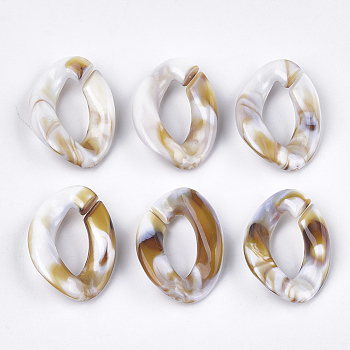 Acrylic Linking Rings, Quick Link Connectors, For Curb Chains Making, Imitation Gemstone Style, Twist, Floral White, 29x21x6.5mm, Hole: 17x8mm, about 315pcs/500g