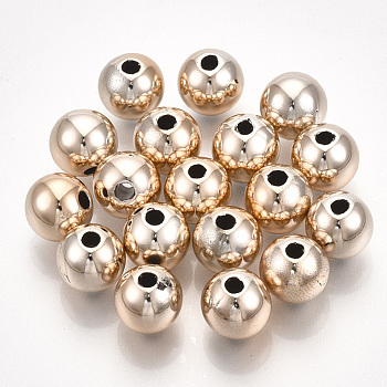 UV Plating ABS Plastic Beads, Round, Rose Gold Plated, 12x11.5mm, Hole: 2mm