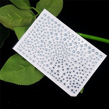 Self Adhesive Acrylic Rhinestone Stickers, for DIY Scrapbooking and Craft Decoration, Round, Clear, 30~50mm, 323pcs/sheet