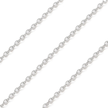 Rhodium Plated 925 Sterling Silver Cable Chains, Soldered, Platinum, 1.5x1.2x0.3mm