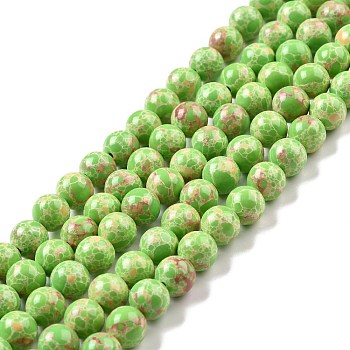 Synthetic Imperial Jasper Beads Strands, Dyed, Round, Green Yellow, 8mm, Hole: 1.2~1.4mm, about 48pcs/strand, 14.96''(38cm)