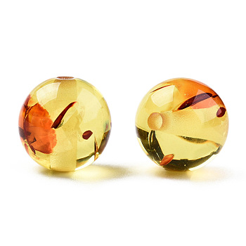 Resin Imitation Amber Beads, Round, Champagne Yellow, 12x11.5mm, Hole: 1.5~3mm