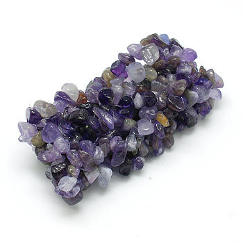 Gemstone Chip Bracelets, Natural Amethyst Chips Jewelry,  about 51mm in diameter