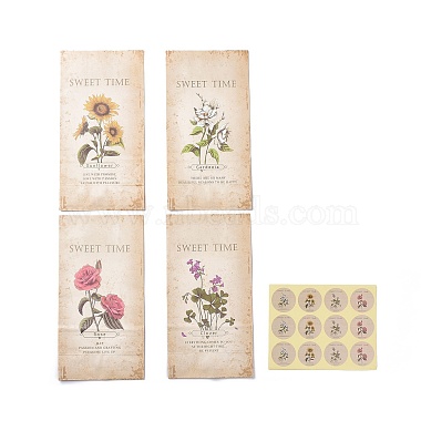 24Pcs 4 Styles Retro Rectangle Flower Paper Bags(CARB-G009-01)-3