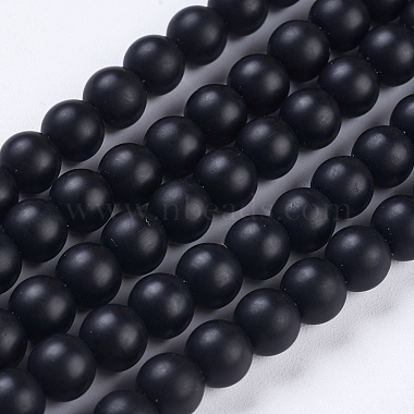 6mm Round Black Stone Beads