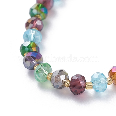Electroplate Faceted Abacus Glass Beaded Necklaces(NJEW-JN02623)-2