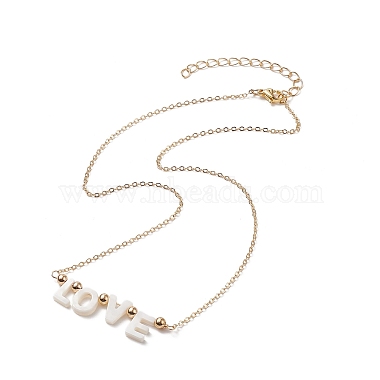 Ожерелье с кулоном из натуральной раковины и золотыми латунными цепочками на день матери(NJEW-JN04151-03)-4