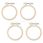 Plastic Imitation Bamboo Cross Stitch Embroidery Hoops, Sewing Tools Accessory, Round, PapayaWhip, 80mm, Inner Diameter: 72mm, 4pcs/set(TOOL-TADJ0001-03A)