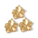 304 Stainless Steel Pendants, Textured Flower Charms, Golden, 35x31.5x3mm, Hole: 1.8mm(FIND-T076-05G)