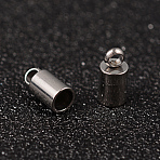 Tarnish Resistant 304 Stainless Steel Cord Ends, End Caps, Stainless Steel Color, 8x4mm, Hole: 2mm, Inner Diameter: 3mm(STAS-M250-04)