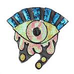 Iron on/Sew on Sequin Cloth Patches, Costume Accessories, Glittered Appliques, Evil Eye, Colorful, 320x325x1mm(PATC-WH0003-07-04)