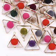 UV Plating Acrylic Pendants, Flocky, Triangle, Light Gold, Mixed Color, 26x24x10mm, Hole: 1.8mm(X-FIND-T046-47)