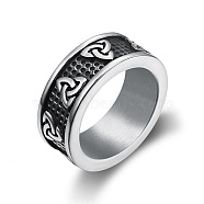 316L Surgical Stainless Steel Trinity Knot Finger Ring, Antique Silver, US Size 12(21.4mm)(PW-WG51399-06)