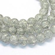 Baking Painted Transparent Crackle Glass Round Bead Strands, Light Grey, 4.5~5mm, Hole: 1mm, about 200~210pcs/strand, 31.4 inch(DGLA-Q018-4mm-41)