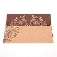 Classical Kraft Paper Envelope, Floral Pattern, Rectangle, Saddle Brown, 12.5x17.5x0.02cm(DIY-WH0204-30)