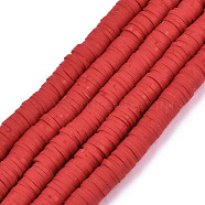 Handmade Polymer Clay Beads Strands, for DIY Jewelry Crafts Supplies, Heishi Beads, Disc/Flat Round, Indian Red, 8x0.5~1mm, Hole: 2mm, about 350~387pcs/strand, 15.75 inch~16.14 inch(40~41cm)(CLAY-R089-8mm-038)