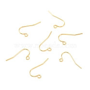 Brass Earring Hooks, with Horizontal Loop, Long-Lasting Plated, Real 18K Gold Plated, 11.5x22.5x0.7mm, Hole: 1.8mm, 21 Gauge, Pin: 0.7mm(KK-F824-011G)