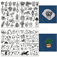 Non-Woven Embroidery Aid Drawing Sketch, Rectangle, Cat Shape, 297x210mmm, 4pcs/set(DIY-WH0538-011)