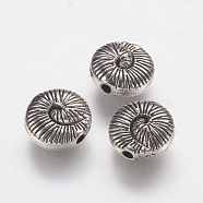 Tibetan Style Alloy Beads, Spiral Shell, Antique Silver, 9.5x4.5mm, Hole: 1.5mm(PALLOY-F202-23AS)