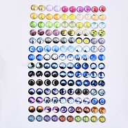 Galaxy Universe Flatback Glass Cabochons for DIY Projects, Dome/Half Round with Mixed Patterns, Mixed Color, Starry Sky Pattern, 12x4mm(GGLA-S047-12mm-06K)