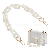 Acrylic Imitation Pearl Rectangle Link Purse Chains, with Alloy Swivel Clasp & Spring Gate Ring, Seashell Color, 49.5x2.6cm(FIND-WH0126-254)