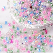 Round Glass Seed Beads, Round Hole, Inside Colors, Mixed Color, 6/0, 4mm, Hole: 1mm, about 4500pcs/bag(GLAA-Q016-2)