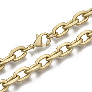 Iron Cable Chains Necklace Making, with Brass Lobster Clasps, Unwelded, Matte Gold Color, 17.91 inch(45.5cm) long, Link: 11x7x2mm, Jump Ring: 7x1mm, 4.5mm inner diameter(MAK-N034-003B-MG)
