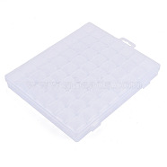 Rectangle Polypropylene(PP) Bead Storage Containers, with Hinged Lid and 56 Grids, Each Row Has 8 Grids, for Jewelry Small Accessories, Clear, 21x17.5x2.7cm(CON-N011-012B)