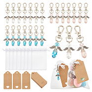 BENECREAT Fairy Theme Pendant Decoration Favors Set, Including Alloy Butterfly Pendants with Glass Beaded and Swivel Lobster Claw Clasps, Paper Price Tags, Organza Gift Bags, Mixed Color, 60mm(DIY-BC0009-79)