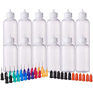 50ml Plastic Glue Liquid Container, Bottle Dispenser, Bottle Stoppers, Plastic Fluid Precision Blunt Needle Dispense Tips, Mixed Color, 93x36mm(TOOL-BC0008-09)