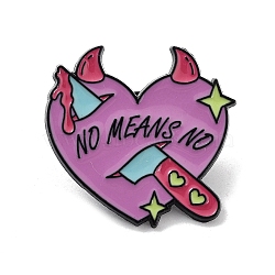 Cartoon Devil Heart with Knife Alloy Enamel Pin Brooch, for Backpack Clothes, 28.5x30x1.4mm(JEWB-C029-10B)