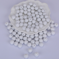 Round Silicone Focal Beads, Chewing Beads For Teethers, DIY Nursing Necklaces Making, White, 15mm, Hole: 2mm(SI-JX0046A-64)