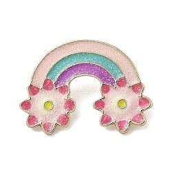 Rainbow Enamel Pins, Alloy Brooches for Backpack Clothes, Flower, 21x29.5mm(JEWB-M066-02G-03)