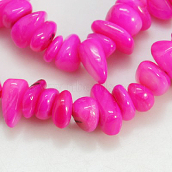 Natural Shell Beads Strands, Dyed, Chips, Magenta, 5~12x5~8x1~6mm, Hole: 1mm(X-BSHE-D002-08)