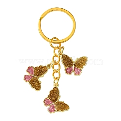 Alloy Enamel Keychain, with Iron Ring, Butterfly, Camel, 7.4cm(KEYC-YW00017-06)