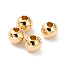 Brass Beads, Long-Lasting Plated, Round, Real 24K Gold Plated, 3.5mm, Hole: 1.3mm(KK-H759-24B-G)