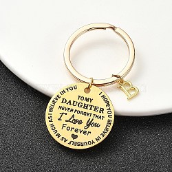 Valentine's Day Brass & 201 Stainless Steel Keychain, with Alloy Rings, Letter B, 6.2cm(KEYC-YW00097-02)