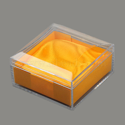 Plastic Jewelry Boxes, with Cloth, Square, Gold, 95x95x54mm(X-OBOX-G007-02)