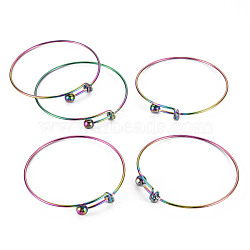Adjustable Ion Plating(IP) 304 Stainless Steel Expandable Bangle Making, Rainbow Color, Inner Diameter: 2-3/4 inch(6.9cm)(STAS-S119-011)