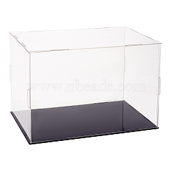 Transparent Plastic Minifigure Display Cases, Dustproof Action Figure Display Box, with Black Base, for Models, Building Blocks, Doll Display Holders, White, 31x21x20.5cm(ODIS-WH0029-72C)