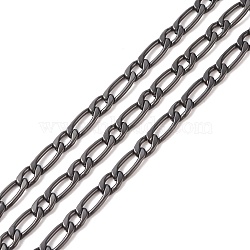 304 Stainless Steel Mother-Son Chains, Unwelded, Decorative Chain, Electrophoresis Black,  4.5x11x1.2mm, 4.9x6x1.2mm(CHS-K001-84B)