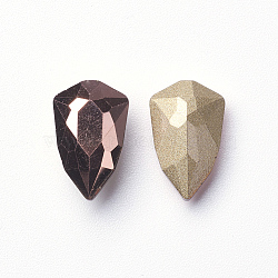 K9 Glass Rhinestone Cabochons, Pointed Back & Back Plated, Faceted, Shield, Rose Gold, 14x9x5.5mm(RGLA-G007-9x14-001RG)