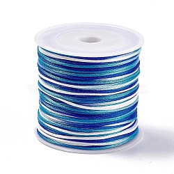 Segment Dyed Nylon Thread Cord, Rattail Satin Cord, for DIY Jewelry Making, Chinese Knot, Blue, 1mm(NWIR-A008-01D)