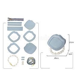 Handmade DIY Pearl Handle Shell Shape Bag Making Kit, Including PU Leather Bag Accessories, Light Blue, 19x17x5cm(PW-WG14881-07)