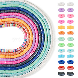 10 Strands 10 Colors Handmade Polymer Clay Beads Strands, Pearlized, Disc/Flat Round, Heishi Beads, Mixed Color, 6x1mm, Hole: 1.6mm, about 355pcs/strand, 15.67''(39.8cm), 1 strand/color(CLAY-TA0001-20)