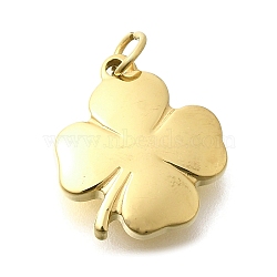 Ion Plating(IP) 304 Stainless Steel Charms, with Jump Ring, Clover Charm, Real 14K Gold Plated, 14x13x3mm, Hole: 2.5mm(STAS-K263-58C-G)