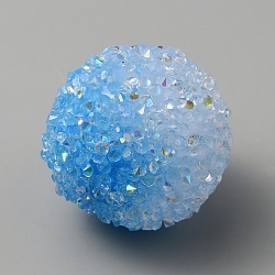 Frosted Acrylic Beads, Tow Tone, Round, Dodger Blue, 20x19mm, Hole: 2.8mm(MACR-WH0007-91F)