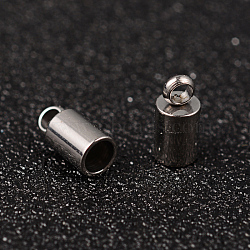 Tarnish Resistant 304 Stainless Steel Cord Ends, End Caps, Stainless Steel Color, 8x4mm, Hole: 2mm, Inner Diameter: 3mm(STAS-M250-04)