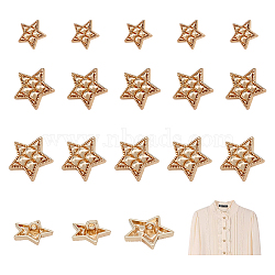 30Pcs 3 Style Alloy Shank Buttons, 1-Hole, Star, Light Gold, 15~22x14.5~23x7~8.5mm, Hole: 2mm, 10pcs/style(FIND-FH0006-17KCG)